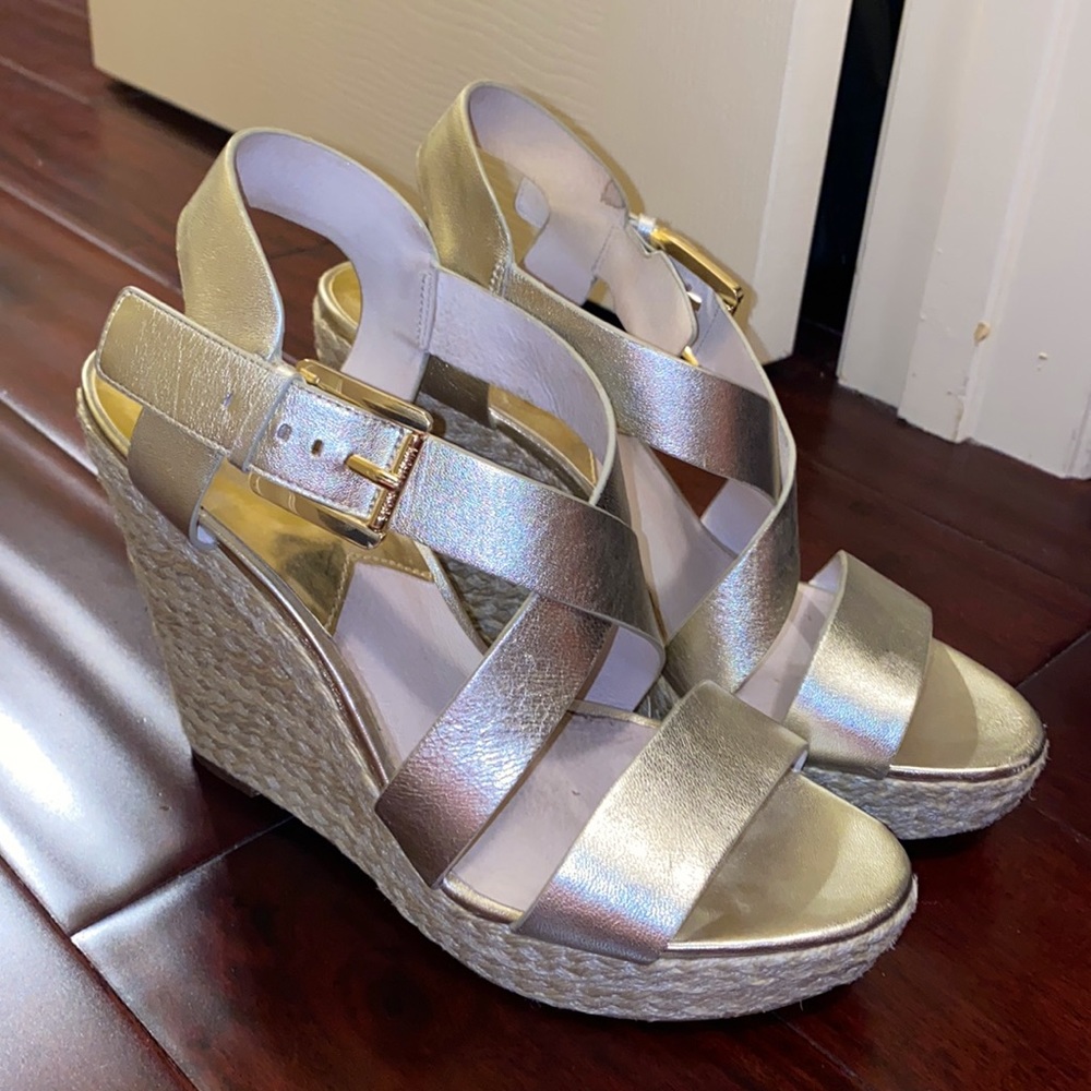 Michael Kors Gold Wedges womens 10